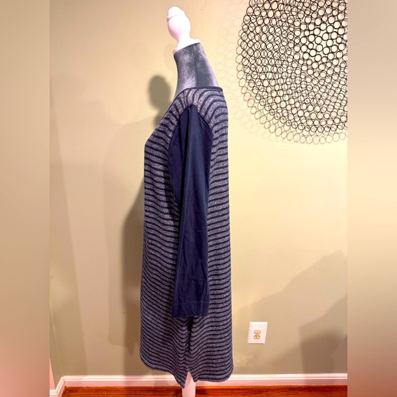 Talbots Striped Navy and Gray 37” Long Sleeve Dress - Picture 2 of 5